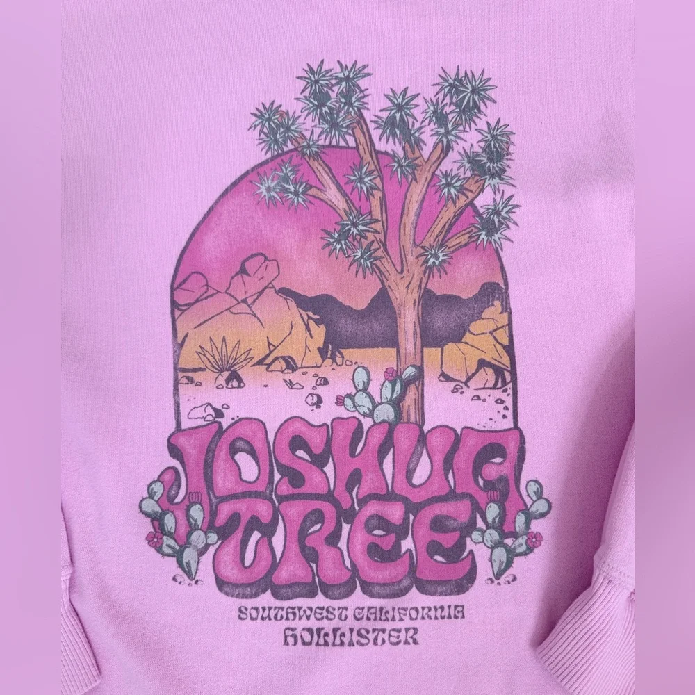 Joshua Tree Pink Graphic Sweatshirt Desert Southwest Hollister Size S - Picture 9 of 11